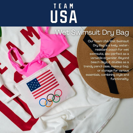 Franco Collectibles Équipe Olympique Américaine USA - Sac de plage/piscine étanche pour maillot de bain, maquillage, articles de toilette (Produit sous licence officielle)