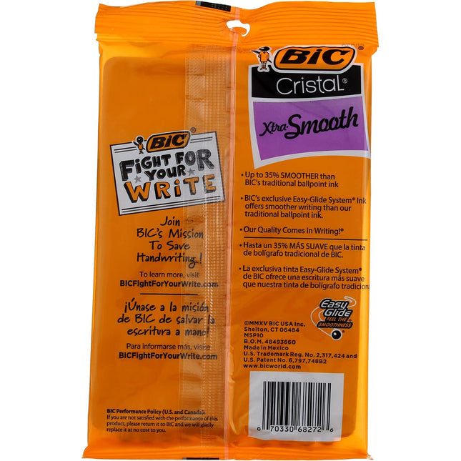 Bic Cristal Ballpoint Pen, Medium Point, Blue - 10 Ea(Pack of 2)