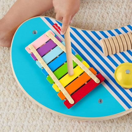 Fisher-Price Wood Toddler Toy Musical Table, 3-Piece Wooden Percussion Instrument for Developmental Play Kids Ages 2+ Years, HXT91