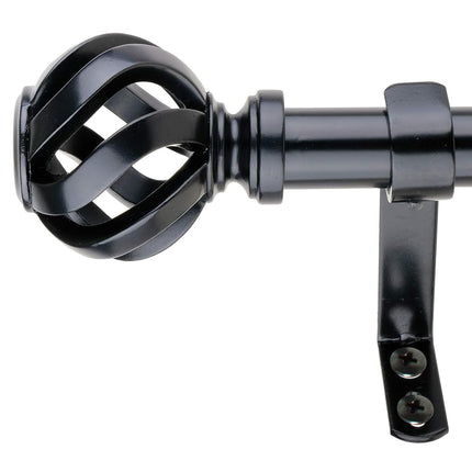 Decopolitan Curtain Rod, Black, 18 to 36 Inches