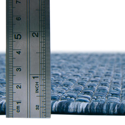 Unique Loom Collection Alfombra lisa jaspeada de transición casual para interior/exterior de tejido plano, 2 pies 7 pulgadas x 12 pies, azul marino/azul claro