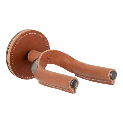 Levy's Leathers Forged Steel Guitar Hanger; Smoked Metal with Tan Veg-Tan Leather Yoke Wraps (LVY-FGHNGR-SMTN)