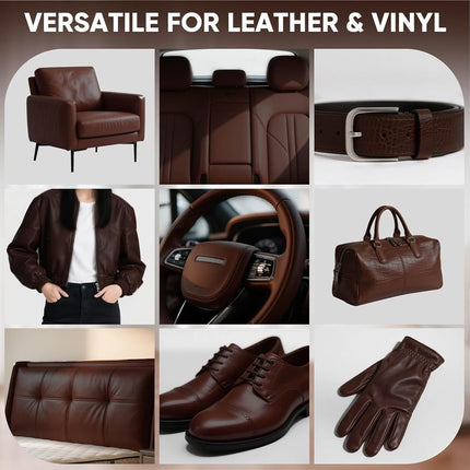 Leather Recoloring Balm 10 OZ Medium Brown for Car Seats, Couch & Furniture