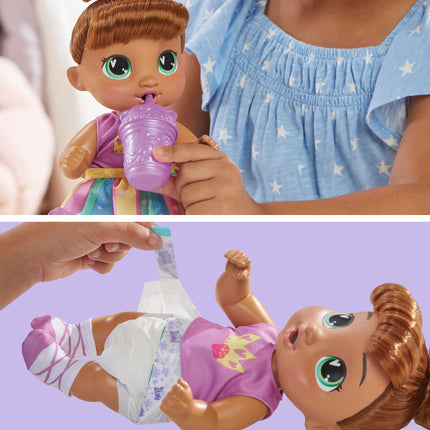 Baby Alive Super BFF Sophia Sparkle, muñeca de juguete de 28 cm con pelo castaño, para disfrazar, para niñas y niños a partir de 3 años (exclusivo de Amazon)