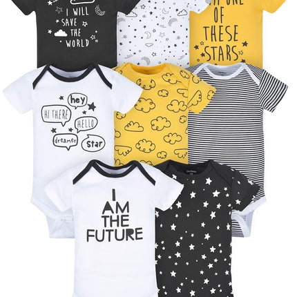 Gerber unisex-baby 8-pack Short Sleeve Onesies Bodysuits, Star, 6-9 Months