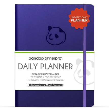 Panda Planner Pro - Best Daily Planner for Happiness & Productivity - 8.5 x 11 Softcover - Undated Day - Guaranteed to Get You Organized - Gratitude & Goals Journal (Purple)
