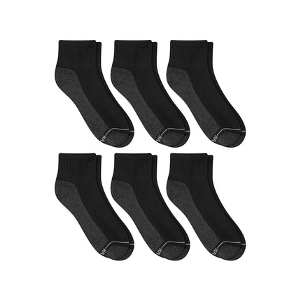 Hanes Men's Max Cushioned Double Tough Ankle Socks (6 Pairs), Black