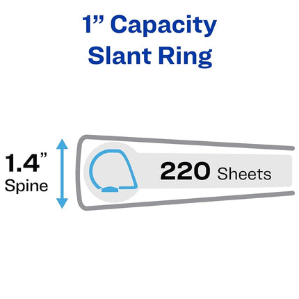 Avery Durable View 3 Ring Binders, 1" Slant Rings, 220-Sheet Capacity, Blue, 4 Pack (17705)