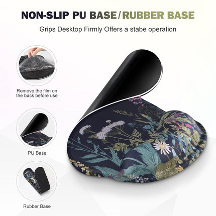 ToLuLu Desk Mat, XXL Large Mouse Pad Wrist Support Set，4 in1 Gaming Mousepad Desk Pad+ Ergonomic Mouse Pad with Wrist Rest + Keyboard Wrist Rest+Coaster for Home Office Computer Table, Weeds Plants