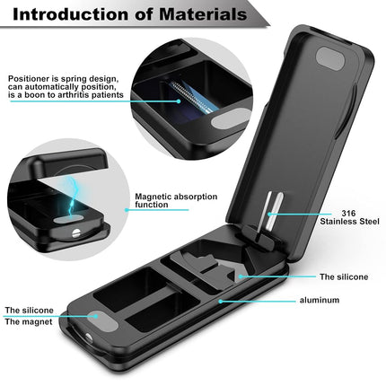 JEINAPA Pill Cutter with Auto Centering Device, Aluminum Pill Splitter with 316L Stainless Blade, Genuine Leather Case, Professional Pill Splitter for Cutting Small Pills or Large Pills (Black)