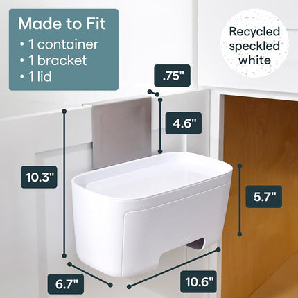 YouCopia DoorStash Garbage Bag Dispenser, Hanging Kitchen Cabinet Door Organizer with Removable Lid for Storage, Speckled White