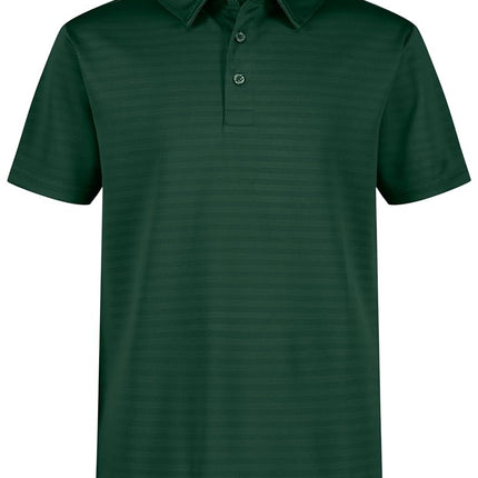 Nautica Boys' Active Short Sleeve Polo Shirt, Button Closure & Embossed Stripes, Breathable Performance Fabric, Hunter, 10-12
