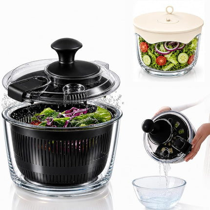 LYTYCJD Glass Salad Spinner 3.2 Qt, Small Salad Sp
