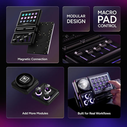 Cooler Master MasterHUB Creator Kit: Fully Modular Allows You to Customize with Base, 15xKeys IPS Display, 2xRoller, and 5xFader Modules - Empowering Your Workflow
