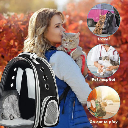 Cat Backpack Carrier, Pet Cat Carrier with Ventilated Design for Carrying Puppy Cats, Pet Carrier Backpack for Traveling/Hiking/Camping/Outdoors Airline Approved Travel (Black)