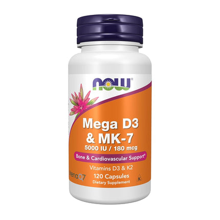 NOW Supplements, Mega D-3 & MK-7, 5000 IU / 180 mc