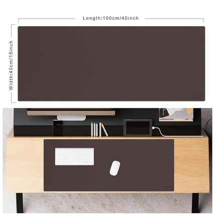 Cacoy Oversized 100x40cm PU Leather Desk Pad - Gaming Mouse Pad Writing Desk Mate Protective Mat for Office, Home, Gaming, Working - Dark Brown