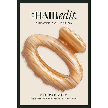 The Hair Edit Ellipse Clip - Oval Shaped Claw Clip in Caramel Striated Marble
