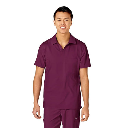WonderWink Men's Collar Top, Wine, 4X-Large