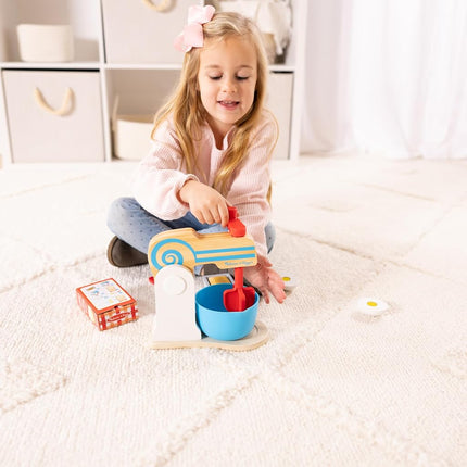 Melissa & Doug Wooden Make-a-Cake Mixer Set (10 pcs) - Play Food and Kitchen Accessories - Kitchen Playset Accessories, Pretend Play Kitchen Toys For Kids Ages 3+