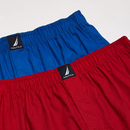 Bóxers de algodón Nautica para hombre, paquete de 3, cobalto marino rojo/azul aerodinámico langosta, L