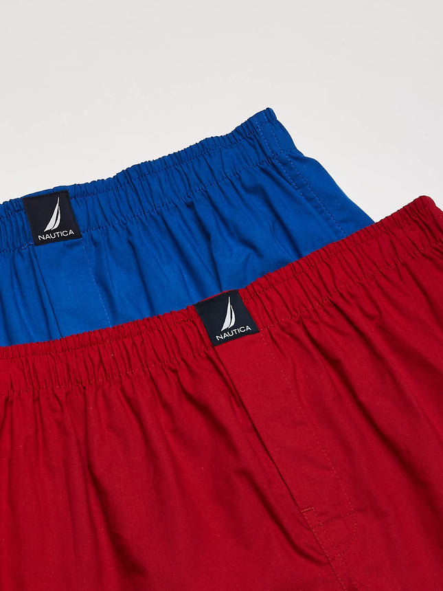 Bóxers de algodón Nautica para hombre, paquete de 3, cobalto marino rojo/azul aerodinámico langosta, L