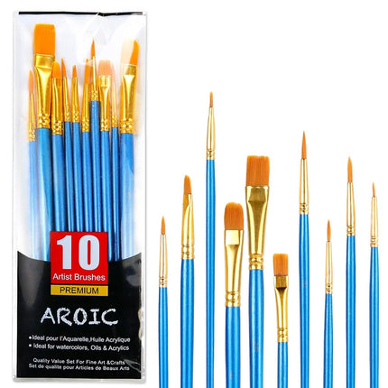 Acrylic Paint Brush Set, 1 Packs / 10 pcs Watercol