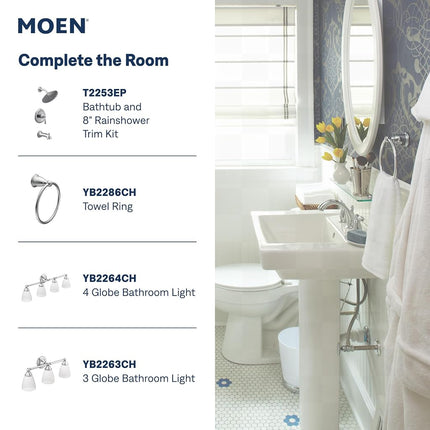 Moen Brantford Chrome Two-Handle High Arc Widespread Bathroom Sink Faucet for 3-Hole Setups with Valve Included, TV6620