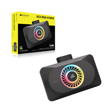 CORSAIR XG3 RGB HYBRID GPU Water Block – Hybrid Custom Cooling – Compatible with 5080, 5070 Ti, & 5070 GPUs – 18 Addressable RGB LEDs – iCUE LINK Connectivity – Built-in Temperature Sensor – Black