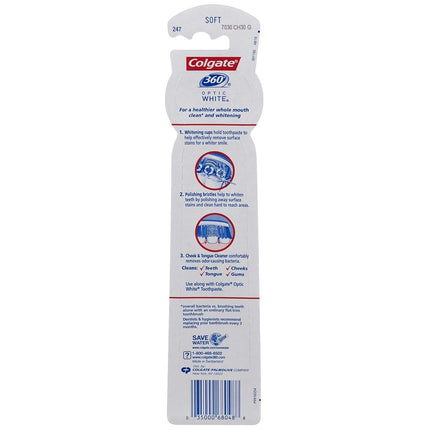 Colgate 360 Optic White Platinum Whitening Toothbrush, Soft - 2 Count