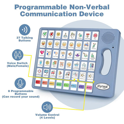 Joyreal AAC Device for Autism, Non Verbal Communication Tools for Speech Therapy & Stroke Rehab. Speech Communication Tablet, Autism Talking Aids with 8 Programmable Buttons & Adjustable Volume