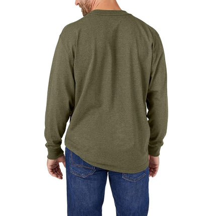 Camiseta de trabajo de cuello redondo de manga larga Dickies para hombre, peso pesado, verde militar teñido individual, XXL
