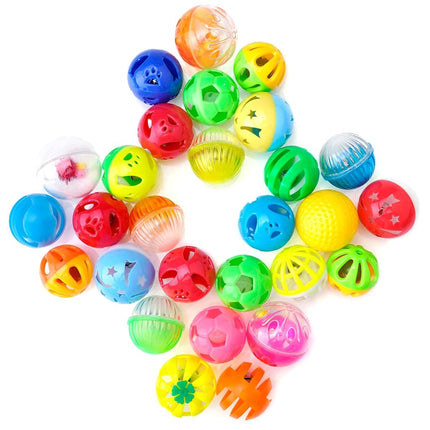 CHIWAVA 36PCS Plastic Noisy Cat Toy Ball with Bell Kitten Chase Toys 8 Type