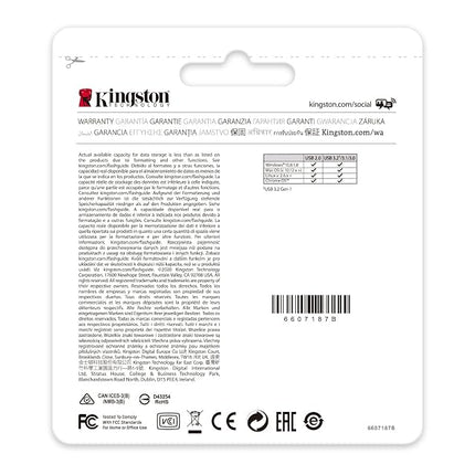 Kingston DataTraveler Kyson USB 3.2 Gen 1 Flash Drive 256GB - Stylish Capless Metal Case