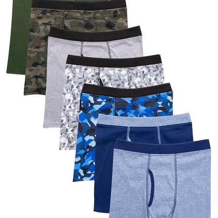 Hanes Boys' and Toddler Underwear, Comfort Flex and ComfortSoft Boxer Briefs, Multiple Packs Available, Assorted - 7 Pack, Medium