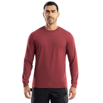 Wrangler Mens Jersey Knit Long Sleeve T-Shirt, Red Heather, S
