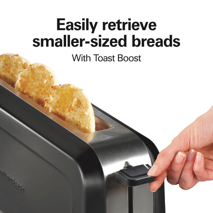 Hamilton Beach Extra Wide Long Slot 2 Slice Toaster, Browning Control With 7 Shades, Bagel Function, Cancel Button & Auto Shutoff, Modern Slim Design Fits Any Space, Black (22989)