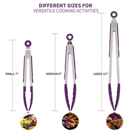 U-Taste 315℃ Heat Resistant Silicone Kitchen Tong 7/9/12in (Purple)