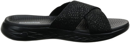 Skechers Women's ON-The-GO 600-GLISTENING Slide Sandal, Black, 4 UK
