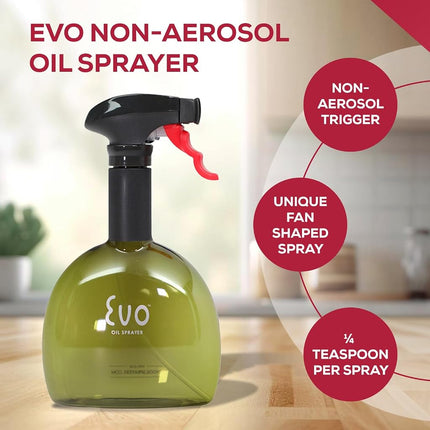 Evo Oil Sprayer 8118 Bottle, Non-Aerosol for Olive Cooking Oils, 8-Ounce Capacity, Set of 2, Green and Yellow
