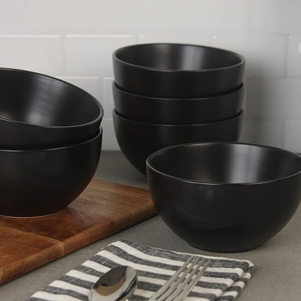 10 Strawberry Street Wazee Matte 5.5"/16oz Cereal Bowl, Set of 6, Black
