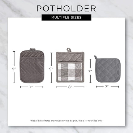 DII 100% Cotton Solid Chambray Kitchen Set, Potholders, Aqua, 2 Piece