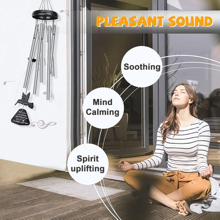 Synhonty Sympathy Wind Chimes for Outside Deep Tone, Memorial for Loss of Loved One Prime, Bereavement Condolence Remembrance Funeral Gifts for Grieving Friends Loss of Mother Father