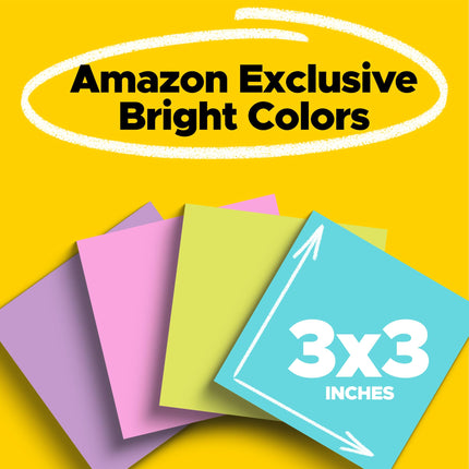 Notas Post-it Super Adhesivas, 76x76 mm, 24 blocs/paquete, 70 hojas/bloc, colección exclusiva de Amazon de colores brillantes, Aqua Splash, Acid Lime, Tropical Pink e Iris Infusion