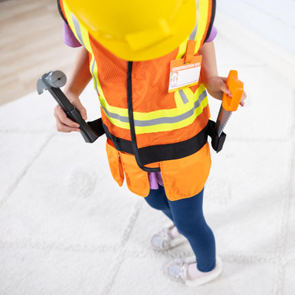 Melissa & Doug Disfraz de trabajador de la construcción, juguetes para juegos de rol, disfraz para niños y niñas, disfraces de constructor, ropa para disfrazarse para niños o niñas, regalos de juego de imitación para edades de 3 a 6 años