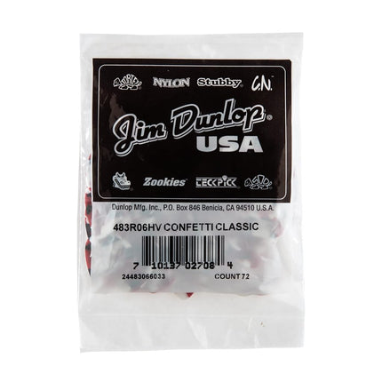 Dunlop 483R06HV Confetti Classic Celluloid Heavy Guitar Picks, 72-Pack