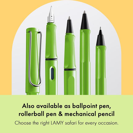 LAMY safari green - Fountain Pen with ergonomic grip & polished steel nib in size EF - ideal for any Writing & Calligraphy - including LAMY T 10 blue cartridge - Right-Handed