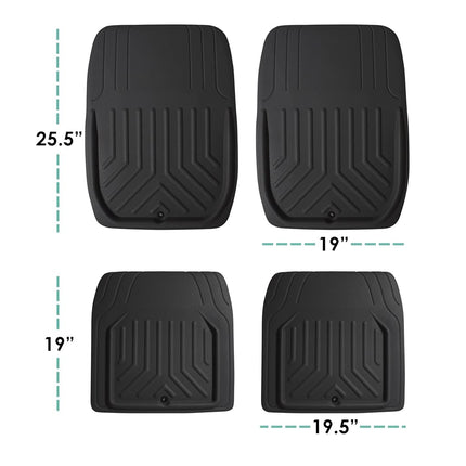 FH Group Automotive Floor Mats - Black Faux Leather Deep Dish Floor Mats, Trim-to-Fit Floor Mats for Cars, Universal Fit Floor Mats Full Set, Car Mats for Most Sedan, SUV, Truck Floor Mats