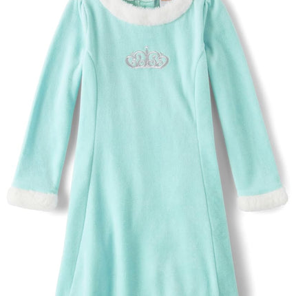 Gymboree Baby Girls' One Size and Toddler Long Sleeve Sweater Dresses Seasonal, Baby Blue Crown, 3T