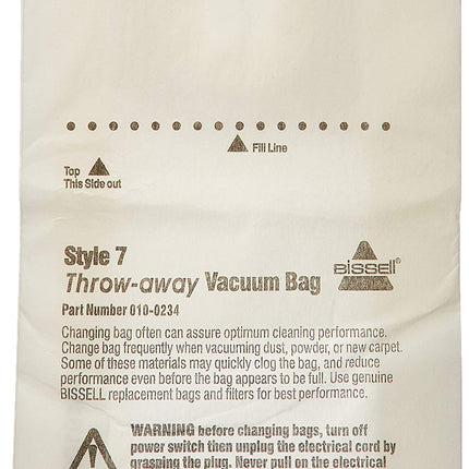 Bolsas de aspiradora Bissell Lift-Off Estilo 7 para aspiradoras con bolsa, paquete de 6